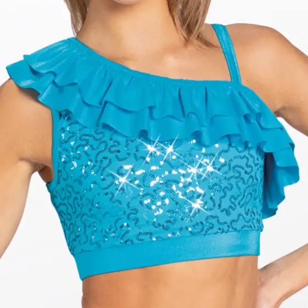 Balera Sequin Ruffle Dance top girls size MC Medium Child
